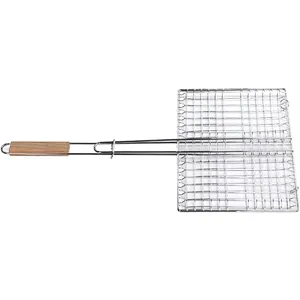 Stainless Steel Folding Grilling Baskets Multipurpose Fish Grill Basket