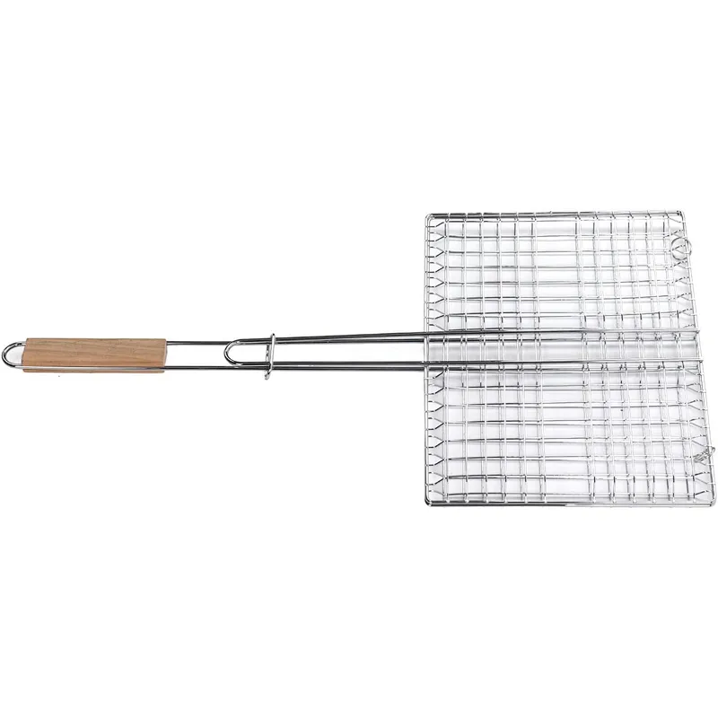 Stainless Steel Folding Grilling Baskets Multipurpose Fish Grill Basket